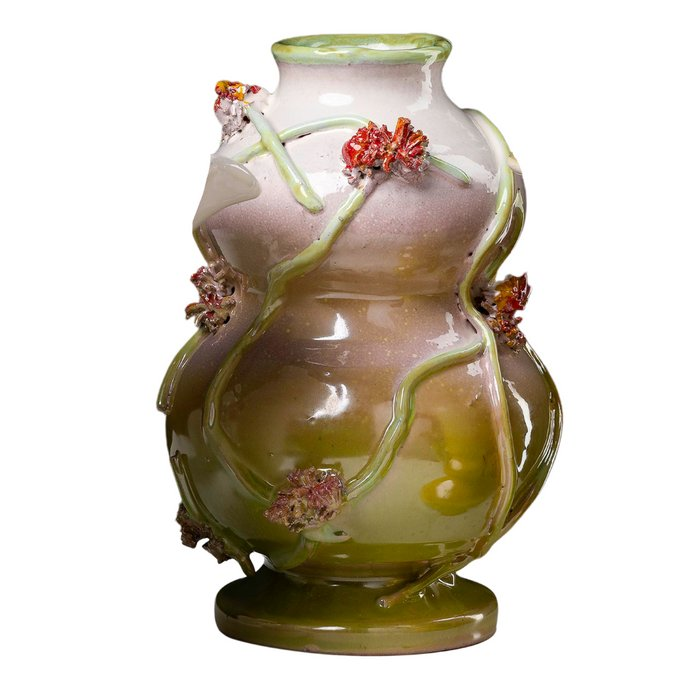 Abigails Orange Florals Design Ceramic Outdoor Vase