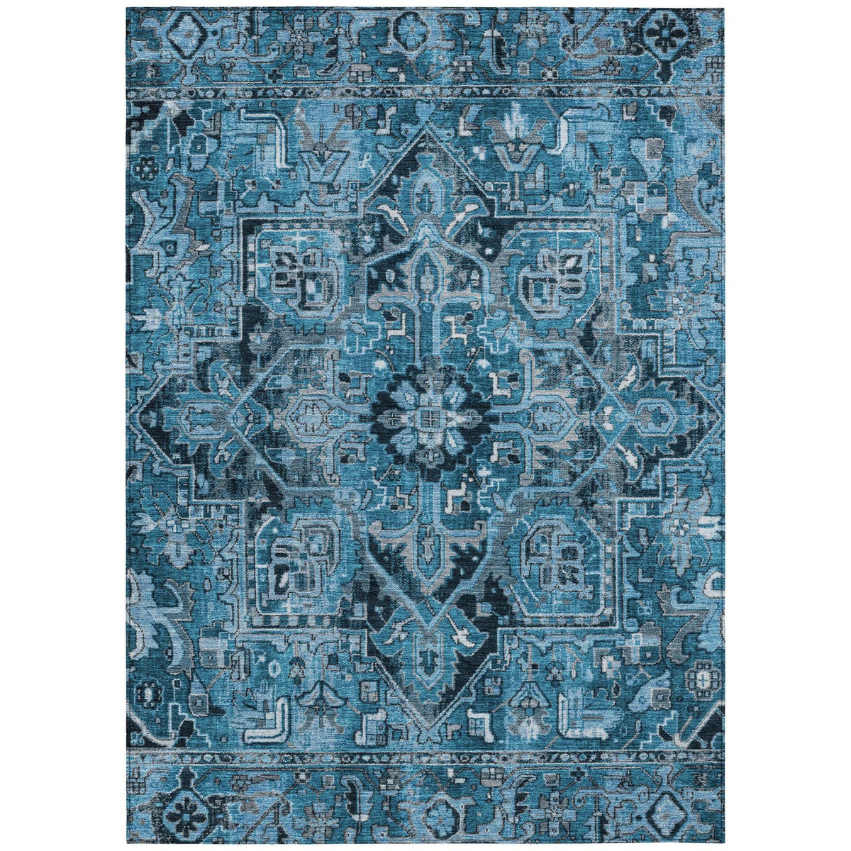 Addison Rugs Oriental Blue Washable Indoor-Outdoor Rug