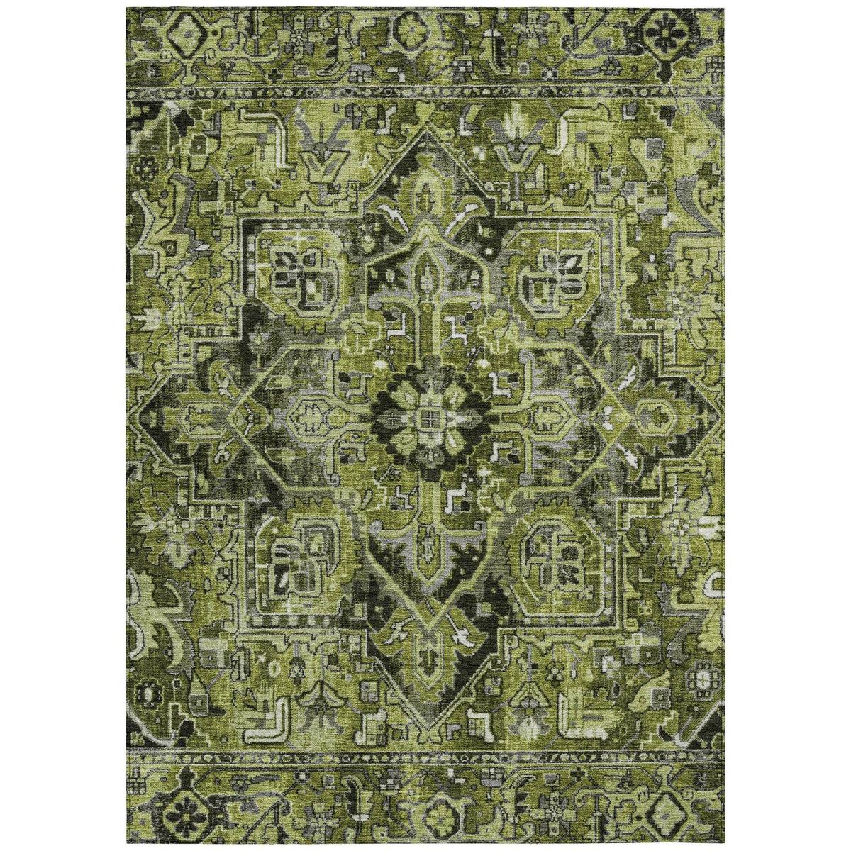 Addison Rugs Oriental Green Washable Indoor-Outdoor Rug