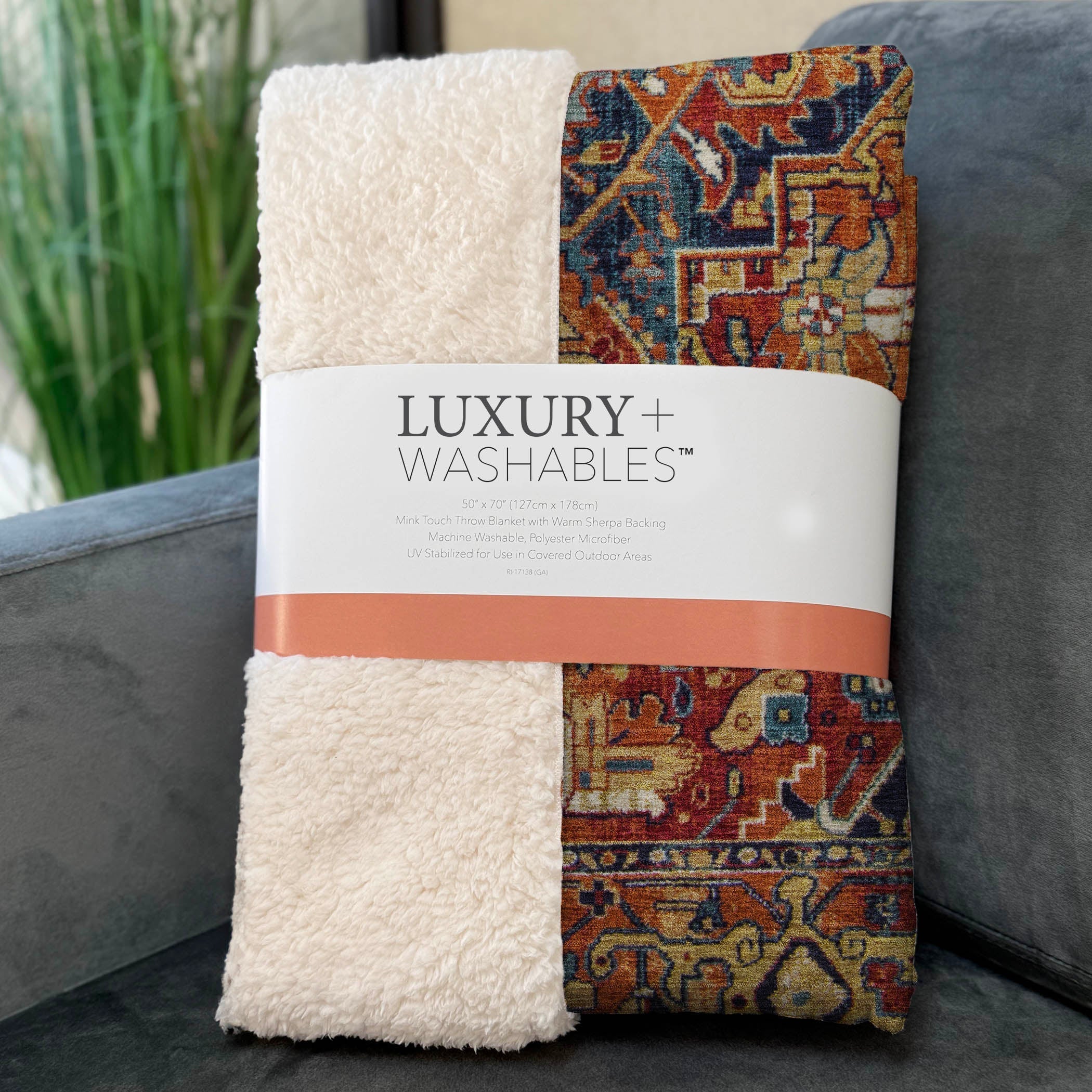 Addison Rugs Oriental Paprika Indoor-Outdoor Rug with Matching Throw