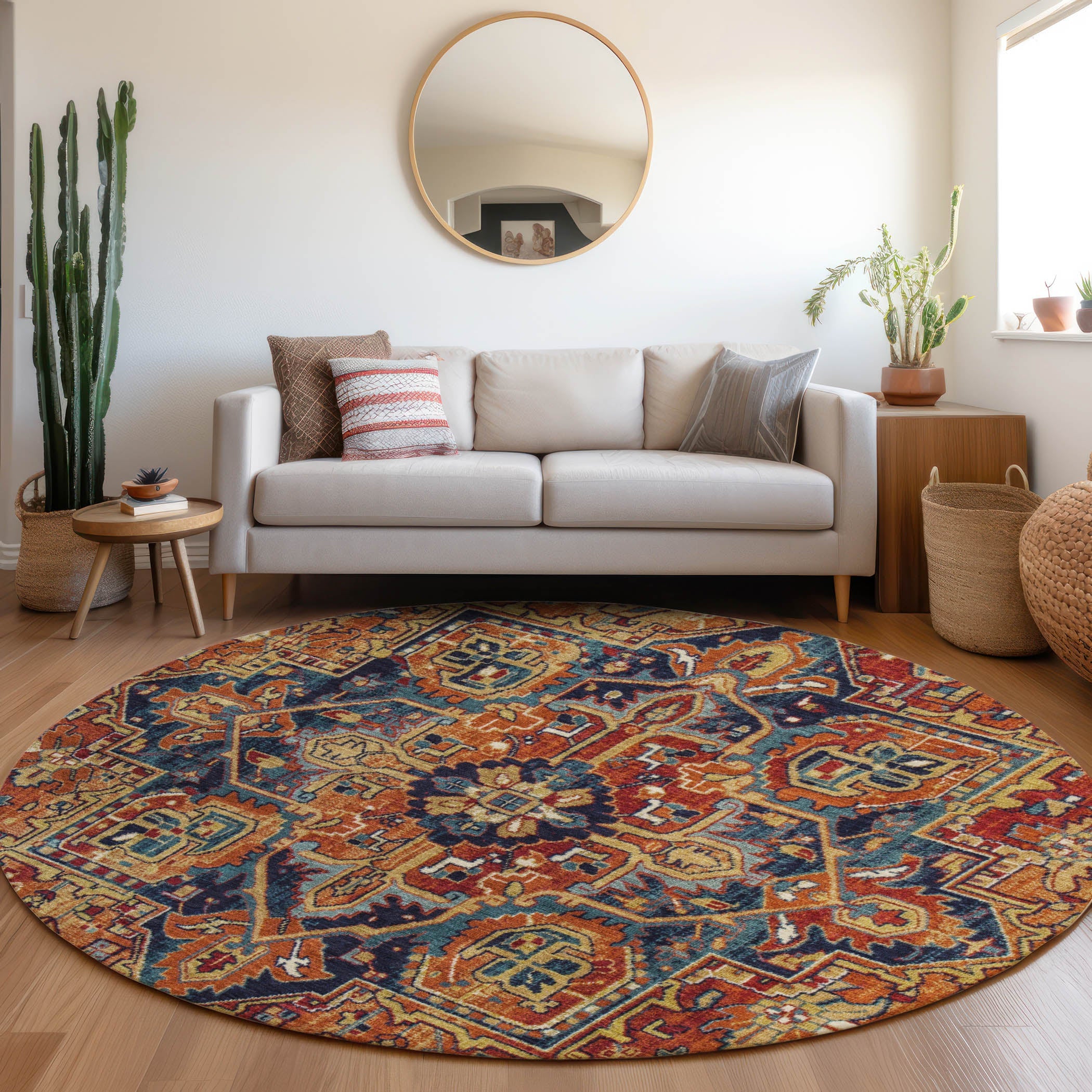 Addison Rugs Oriental Paprika Indoor-Outdoor Rug with Matching Throw
