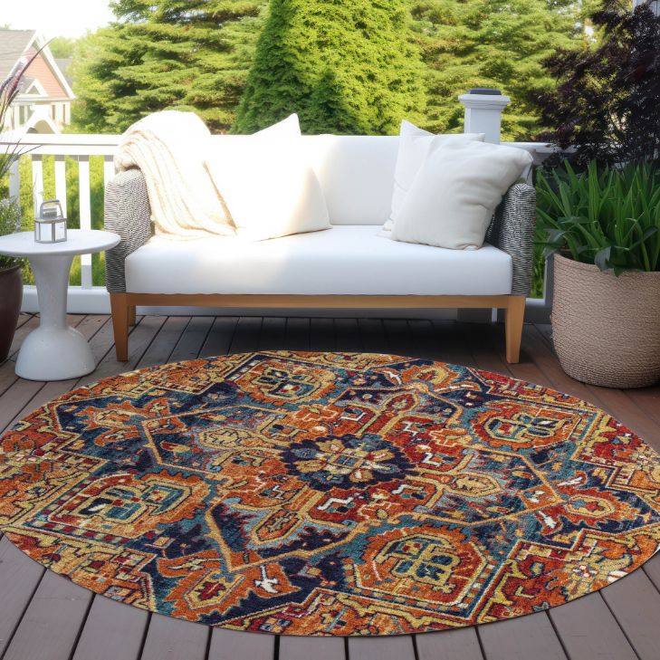 Addison Rugs Oriental Paprika Indoor-Outdoor Rug with Matching Throw