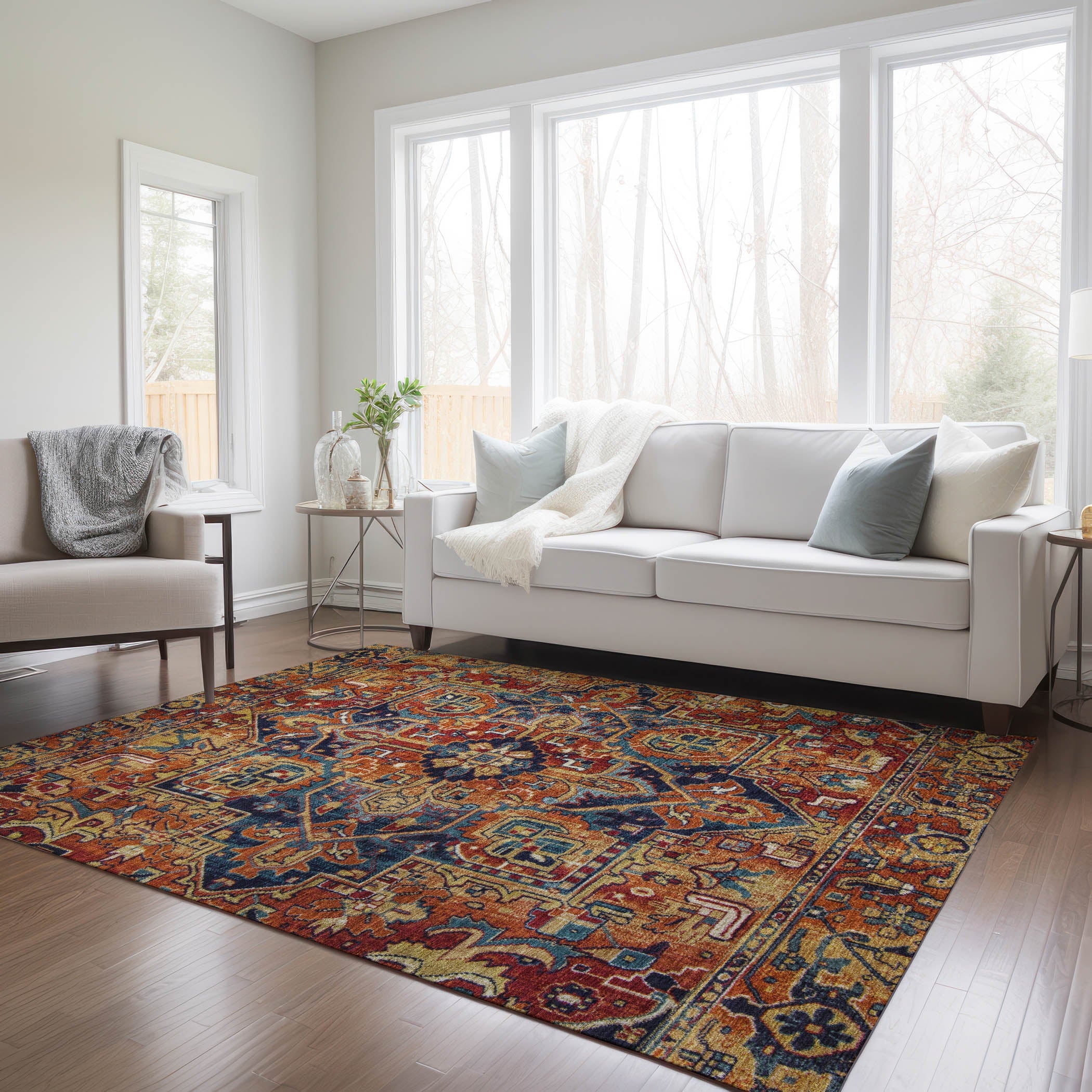 Addison Rugs Oriental Paprika Indoor-Outdoor Rug with Matching Throw