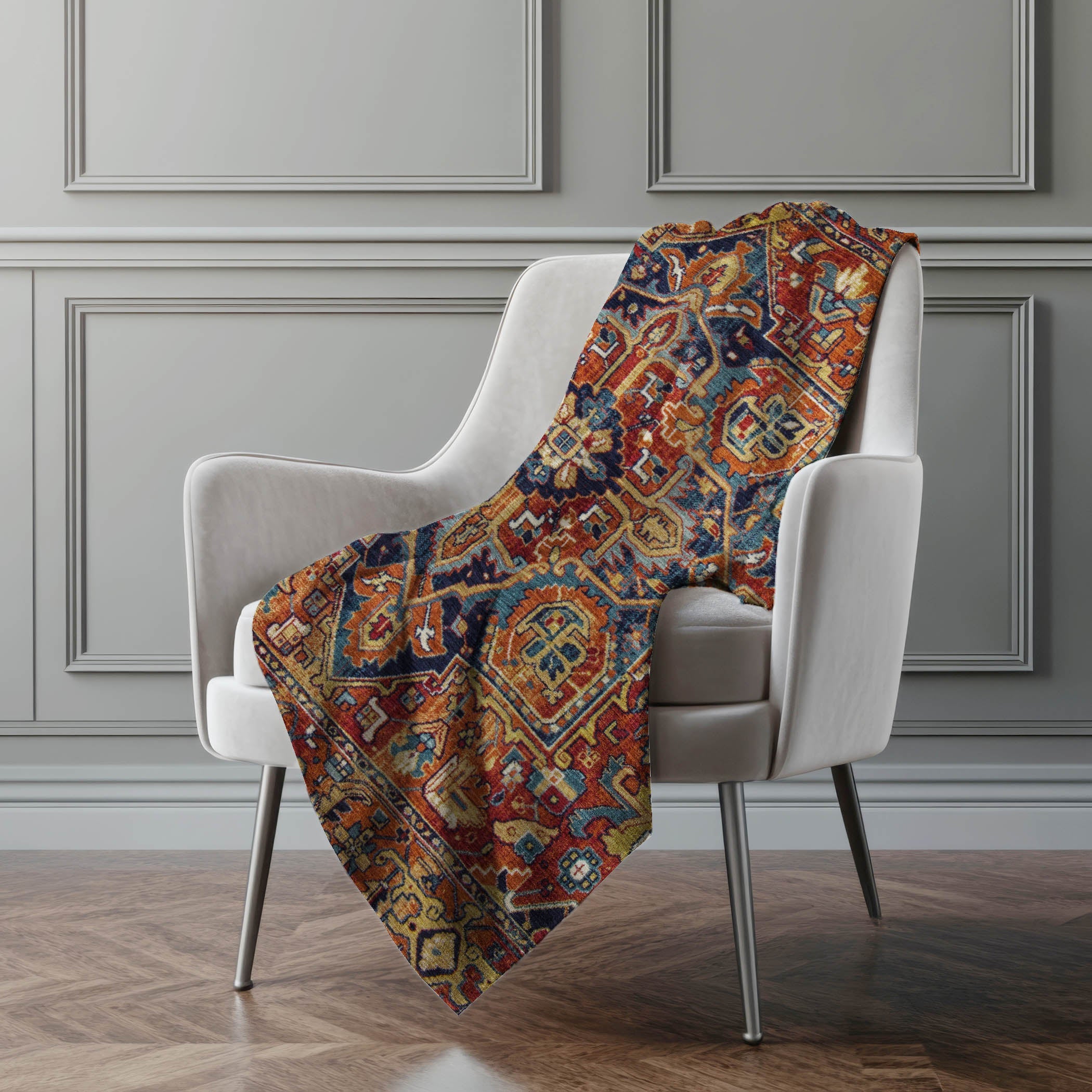 Addison Rugs Oriental Paprika Indoor-Outdoor Rug with Matching Throw