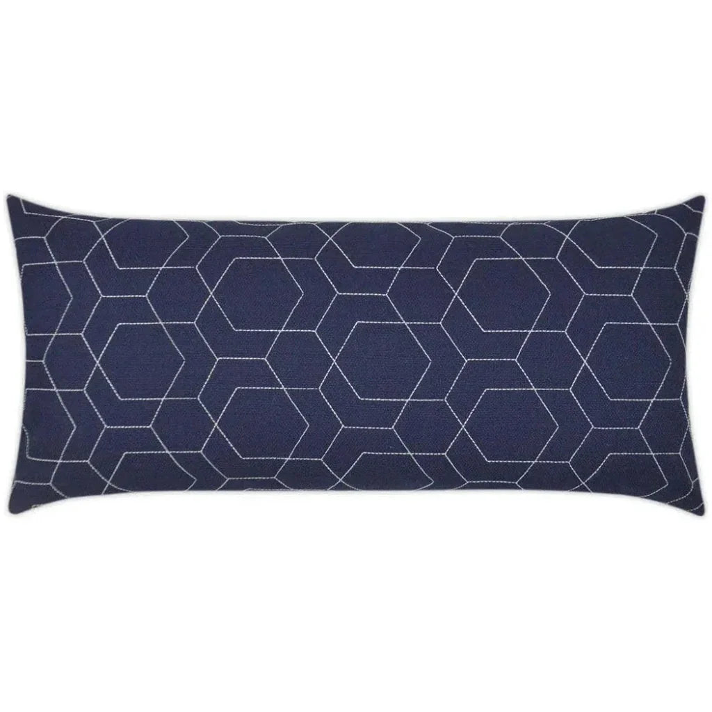 D.V. Kap Outdoor Hex Quilt Lumbar Pillow - Navy