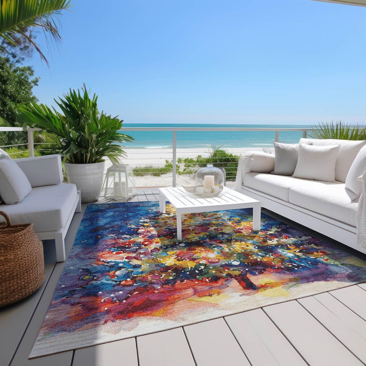 Addison Rugs Paelain Blue Washable Indoor-Outdoor Rug