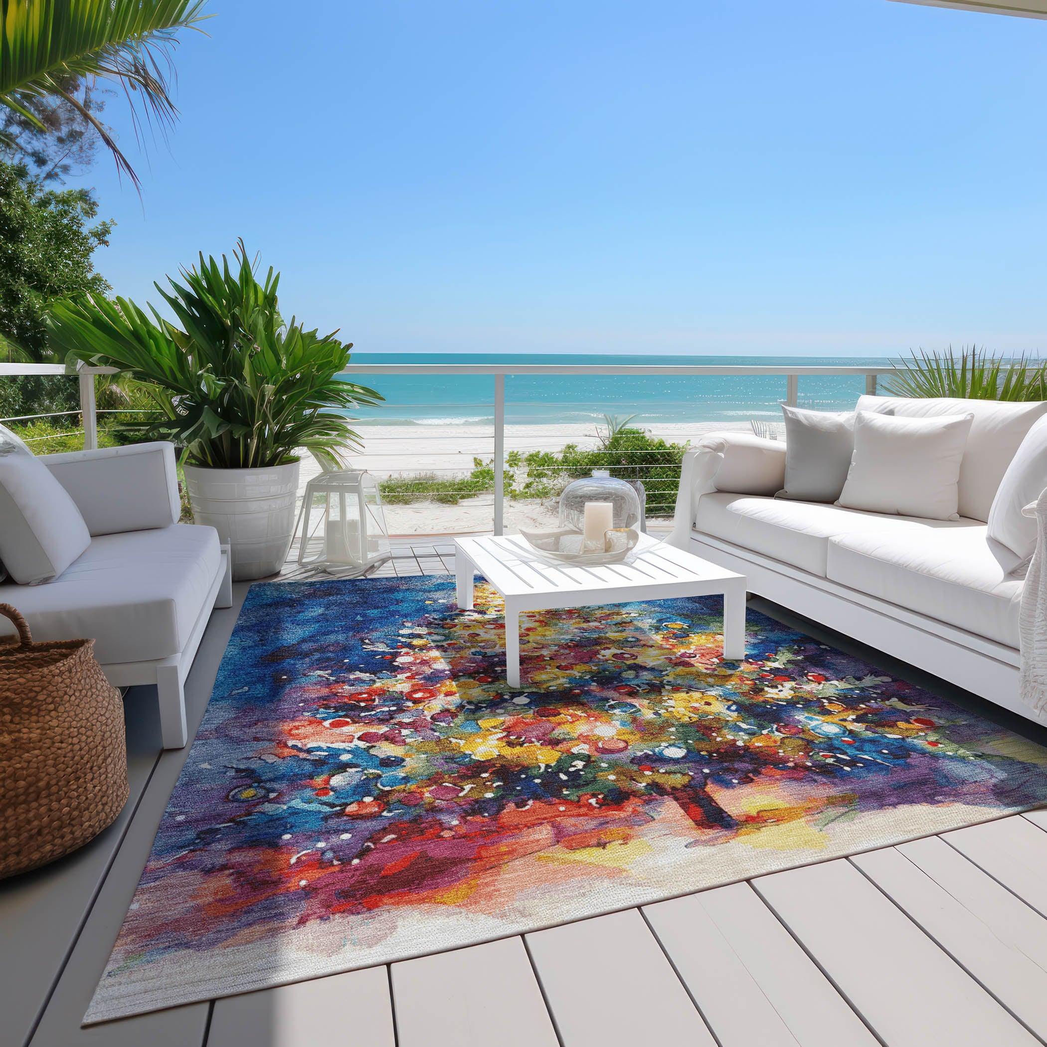 Addison Rugs Paelain Blue Washable Indoor-Outdoor Rug