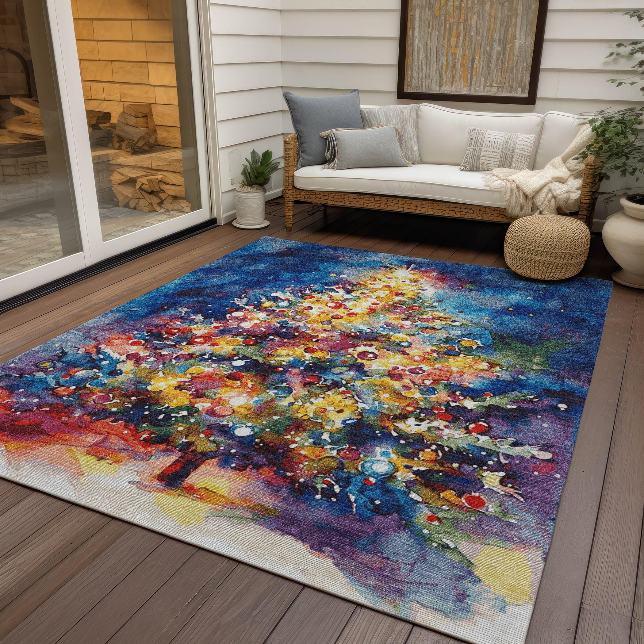 Addison Rugs Paelain Blue Washable Indoor-Outdoor Rug