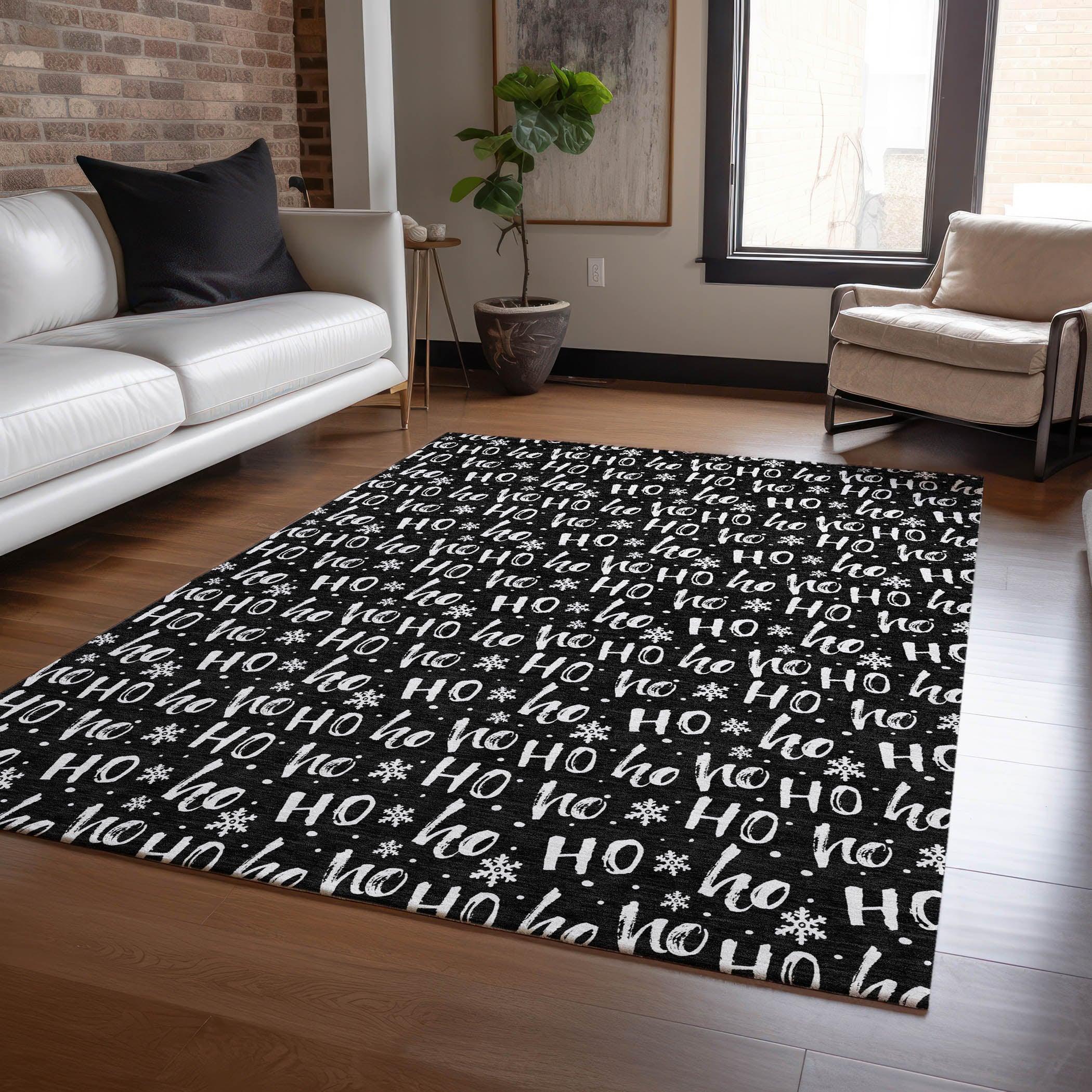 Addison Rugs Paelon Black Washable Indoor-Outdoor Rug