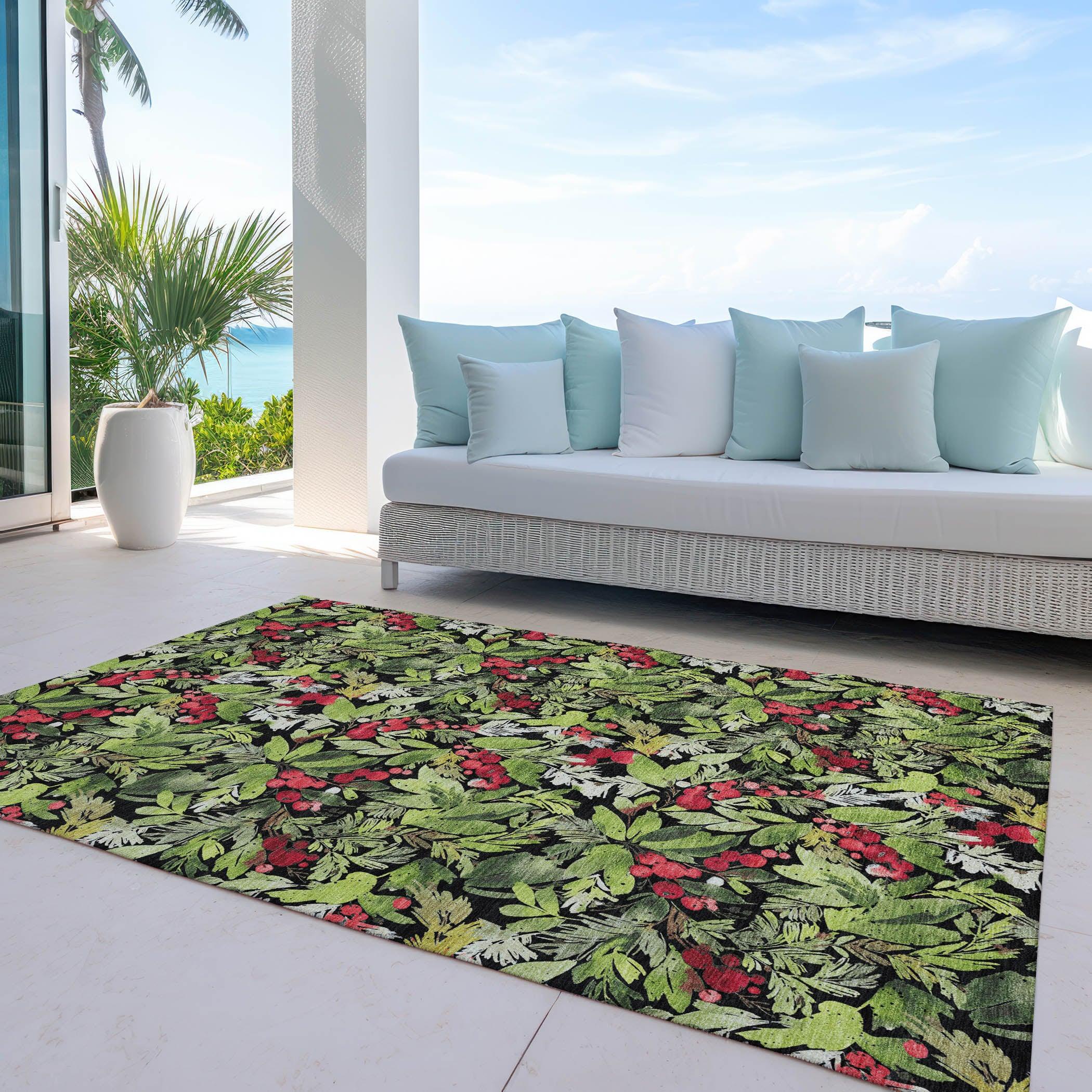 Addison Rugs Paelora Black Washable Indoor-Outdoor Rug
