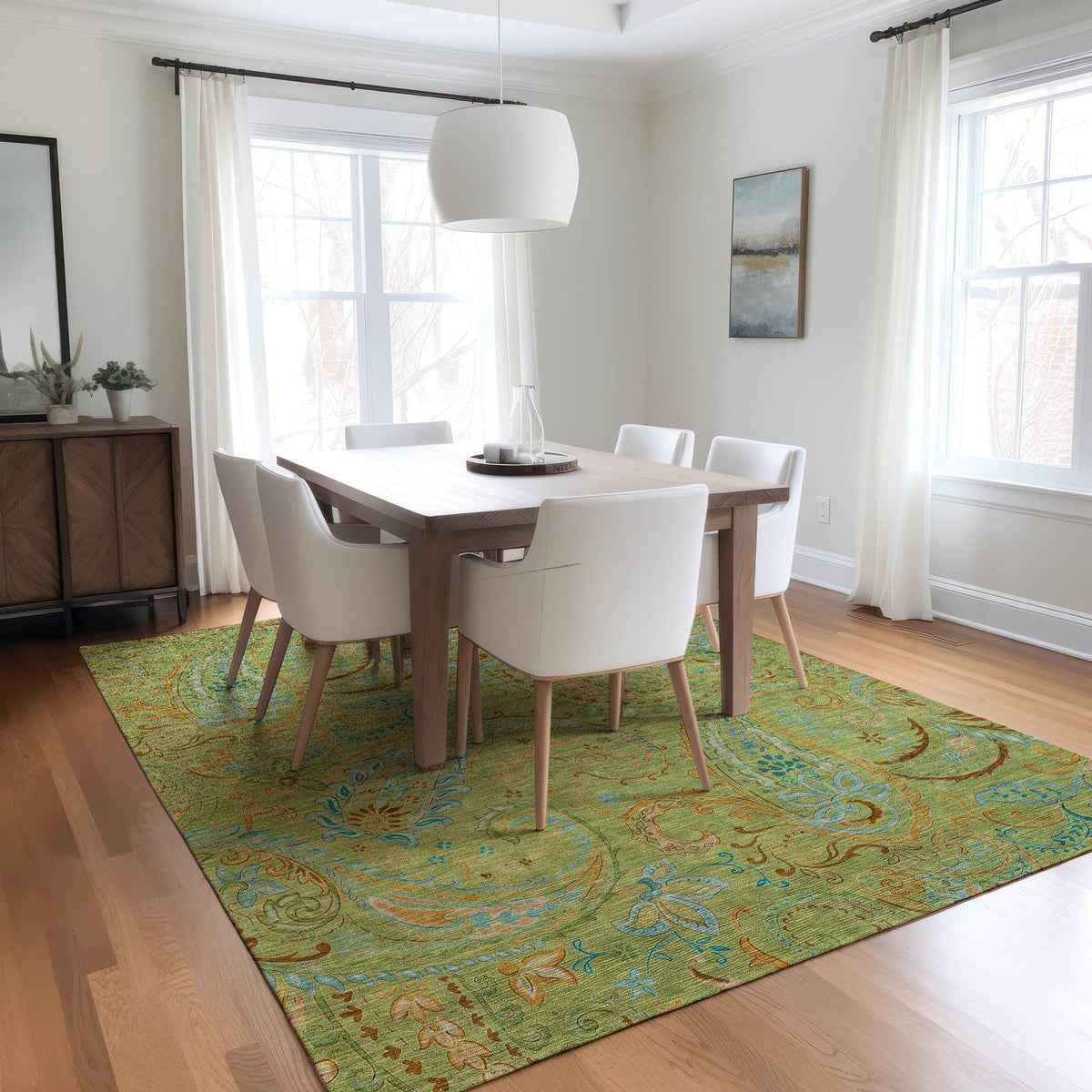 Addison Rugs Paisley Aloe Washable Indoor-Outdoor Rug