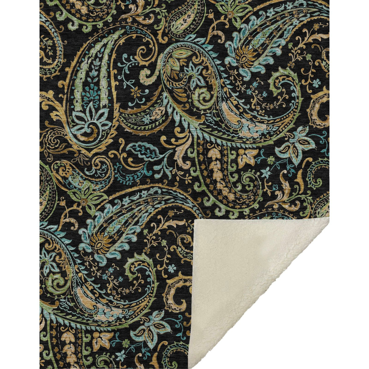 Addison Rugs Paisley Black Washable Indoor-Outdoor Rug