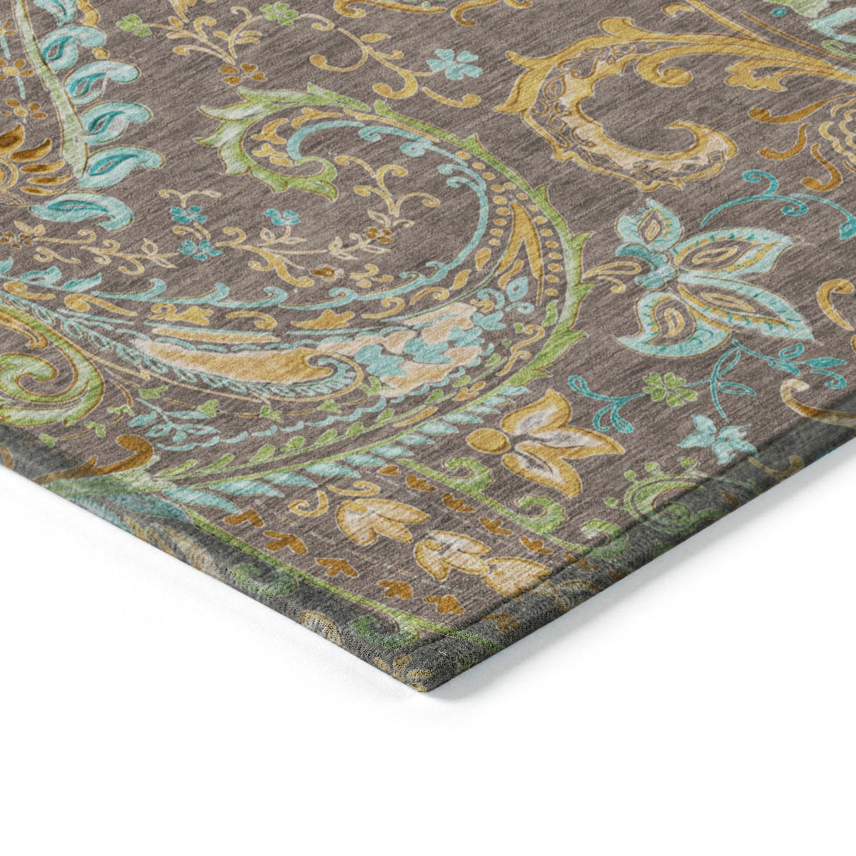 Addison Rugs Paisley Brown Washable Indoor-Outdoor Rug