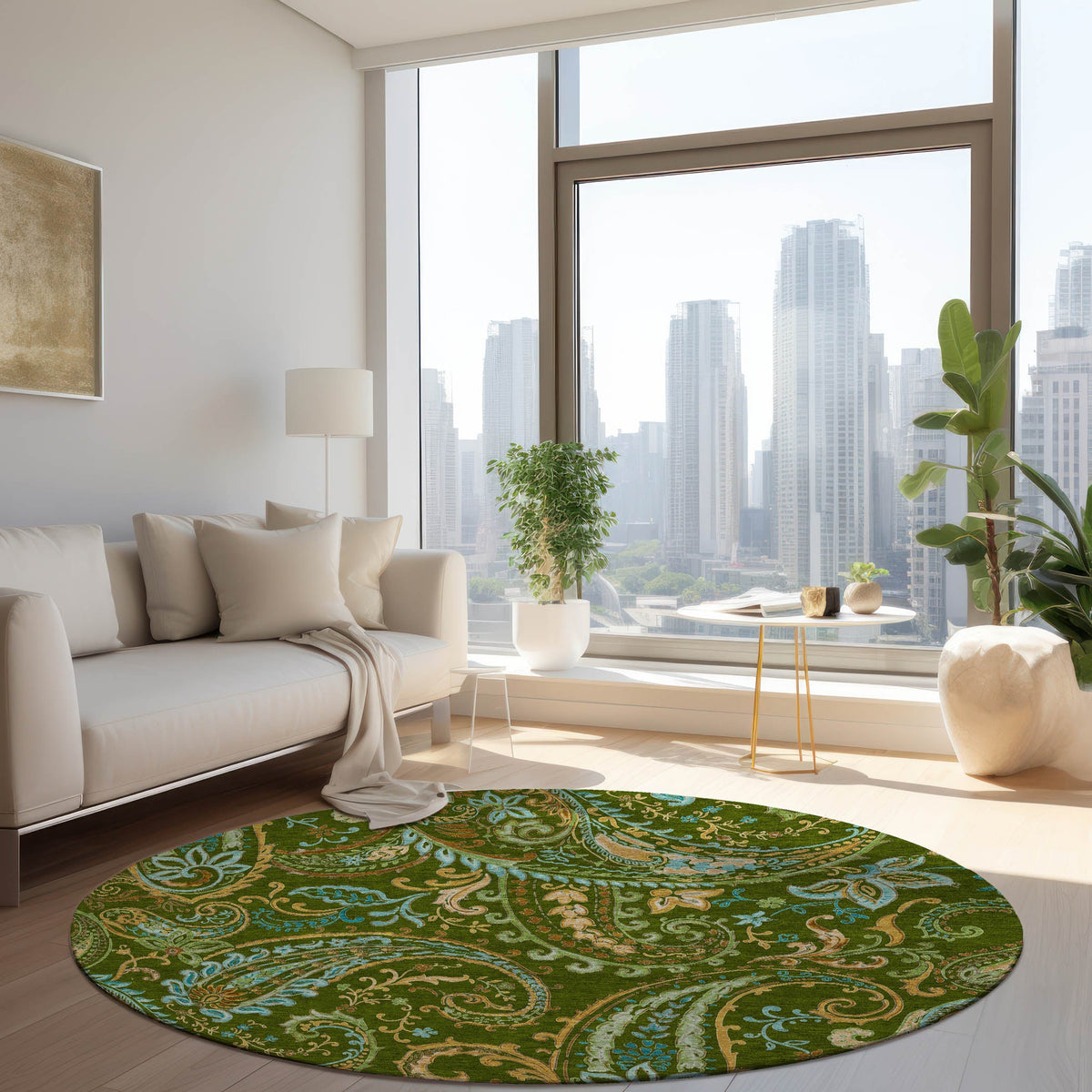 Addison Rugs Paisley Green Washable Indoor-Outdoor Rug