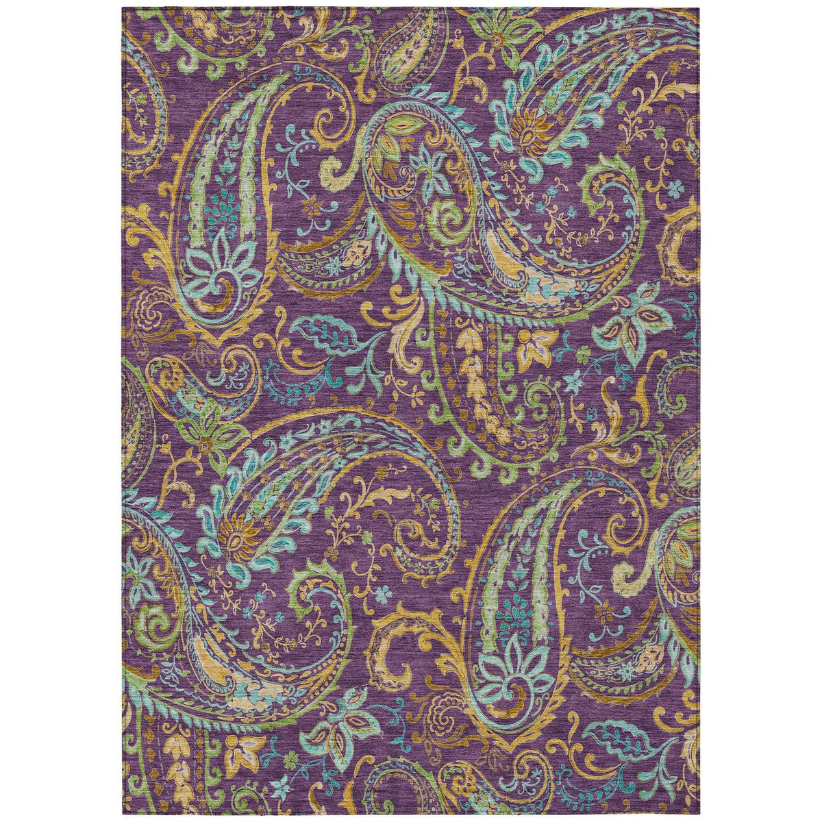 Addison Rugs Paisley Purple Washable Indoor-Outdoor Rug