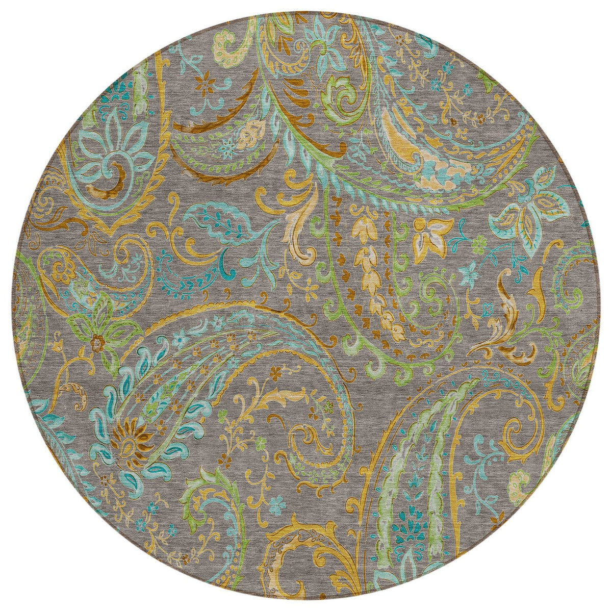Addison Rugs Paisley Taupe Washable Indoor-Outdoor Rug