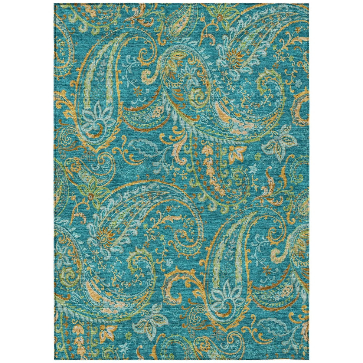 Addison Rugs Paisley Teal Washable Indoor-Outdoor Rug
