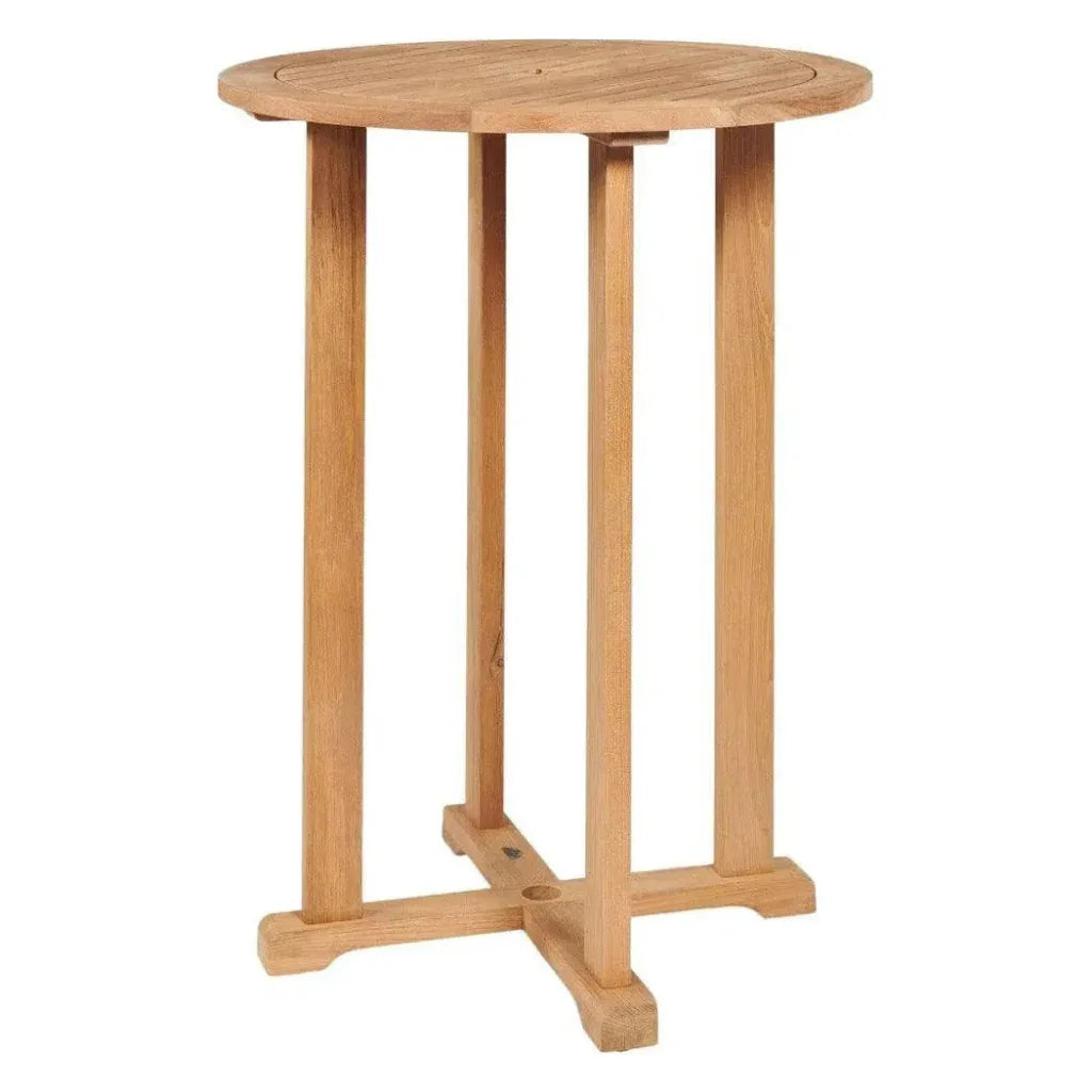 HiTeak Palm Round Outdoor Bar Height Bistro Table