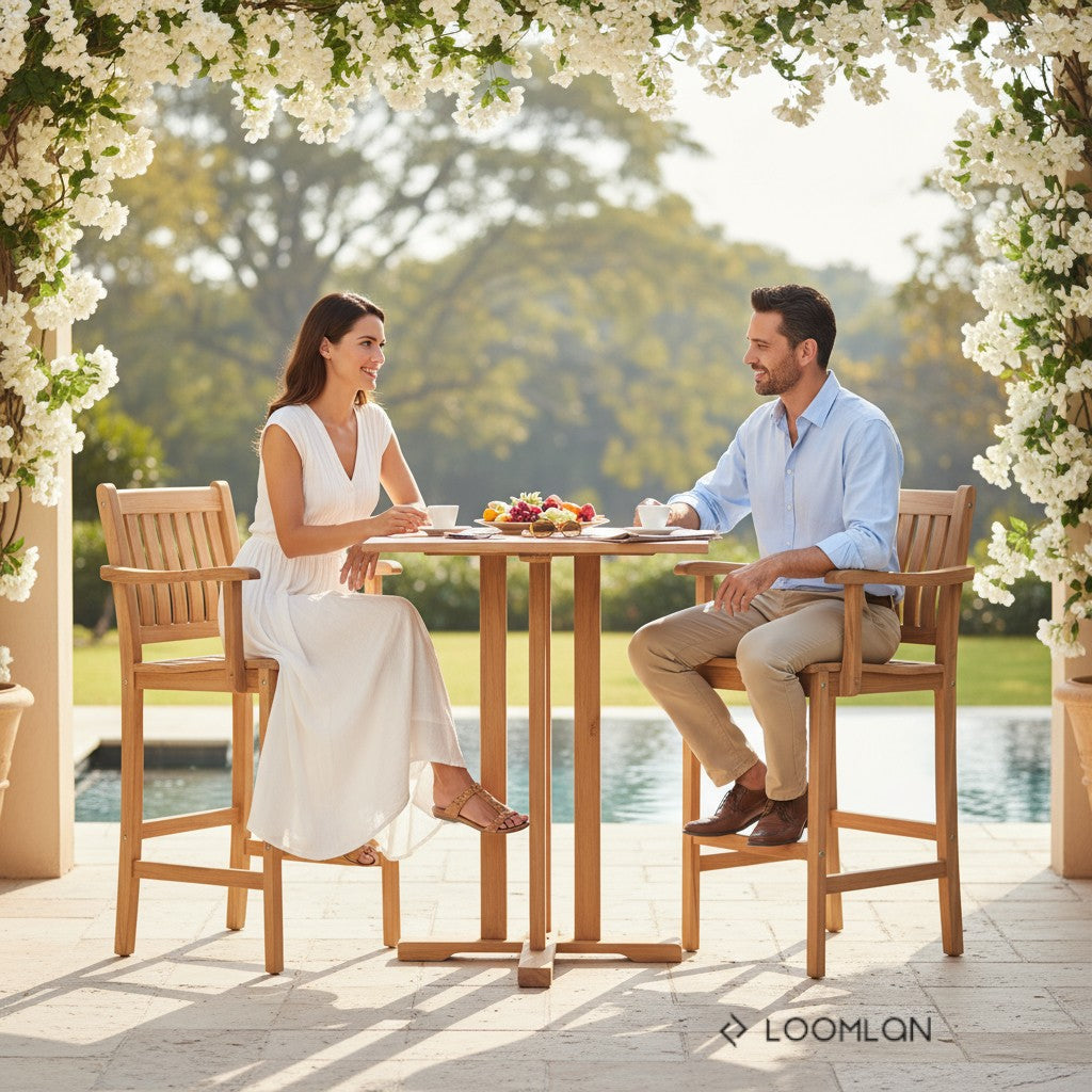 HiTeak Palm Teak Outdoor Bar Chair