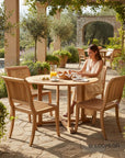 HiTeak Palm Teak Patio Round Dining Set 5 PC