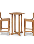 HiTeak Palm Teak Patio Round Bar Height Bar Set 3 PC