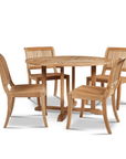 HiTeak Palm Teak Patio Round Dining Set 5 PC