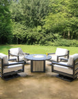 Palm Beach Poly Lumber Fire Pit Table Set With Club Chairs