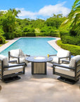 Palm Beach Poly Lumber Fire Pit Table Set With Club Chairs