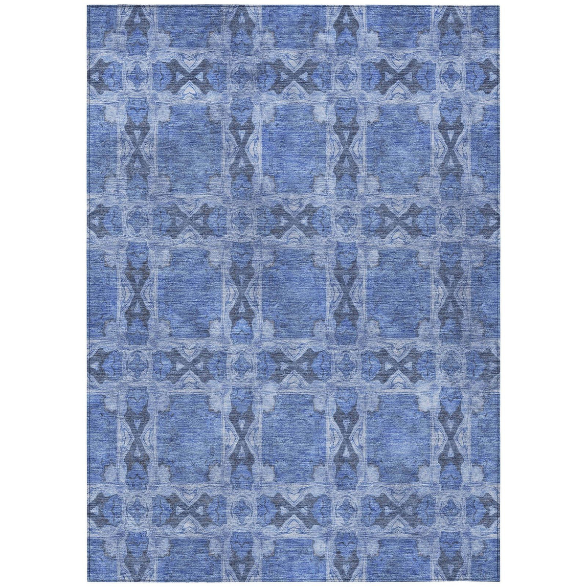Addison Rugs Panel Blue Washable Indoor-Outdoor Rug