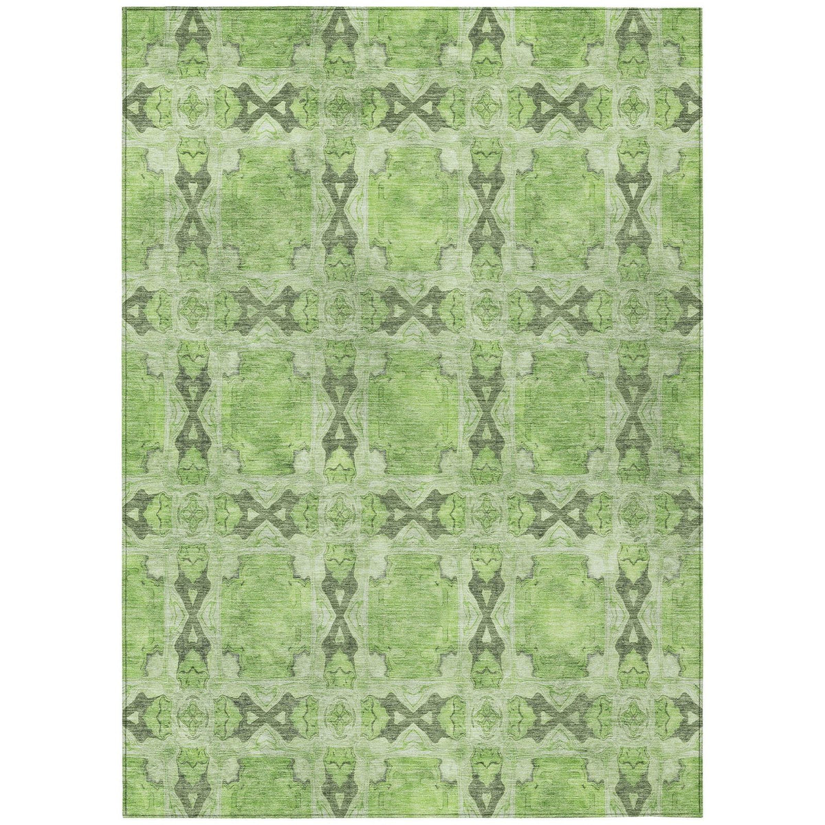 Addison Rugs Panel Green Washable Indoor-Outdoor Rug