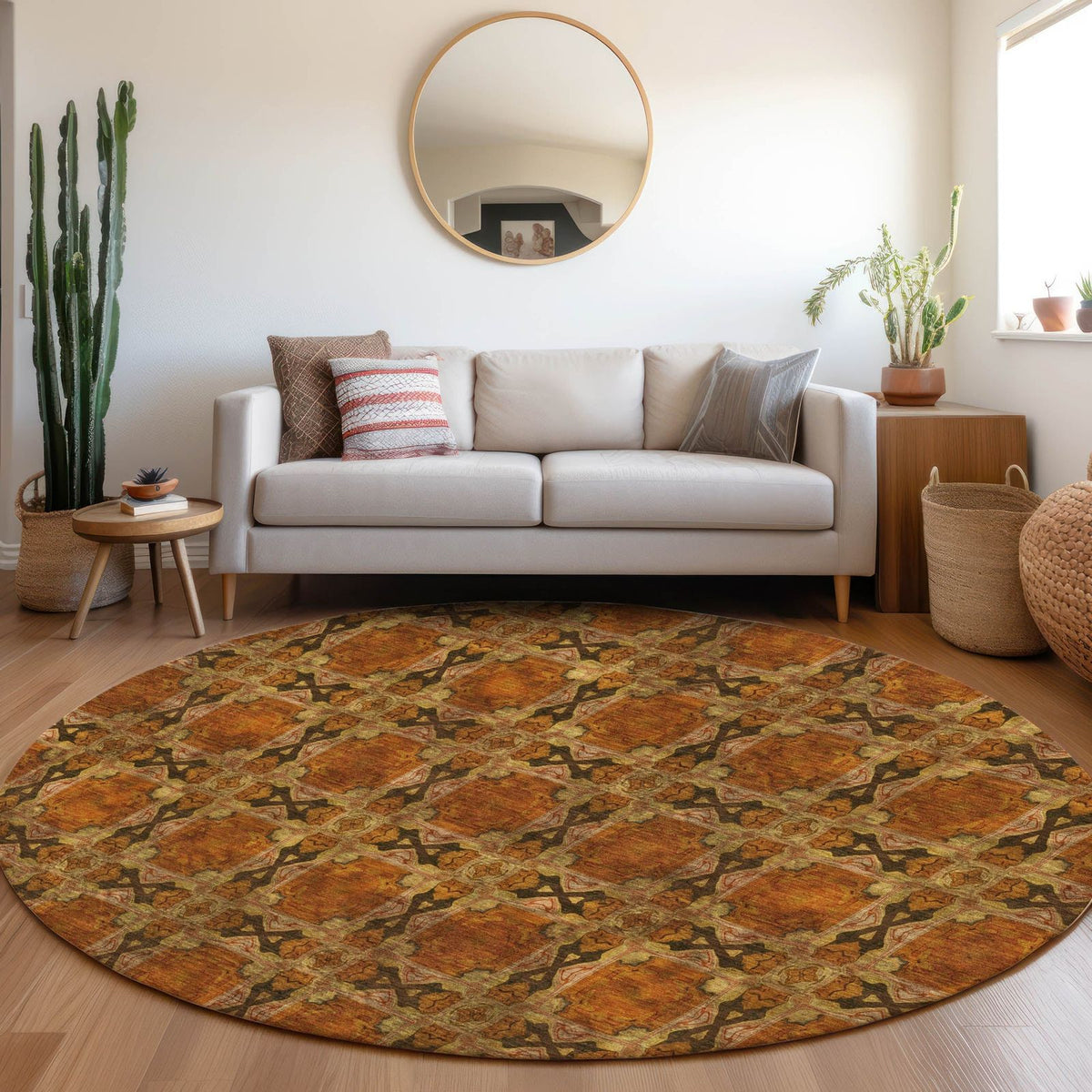 Addison Rugs Panel Orange Washable Indoor-Outdoor Rug