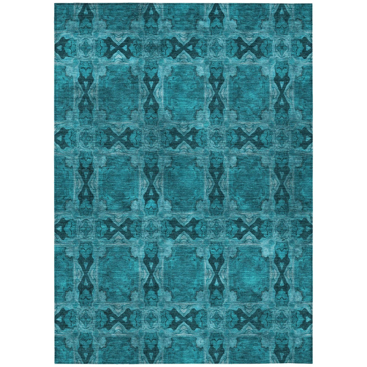 Addison Rugs Panel Teal Washable Indoor-Outdoor Rug