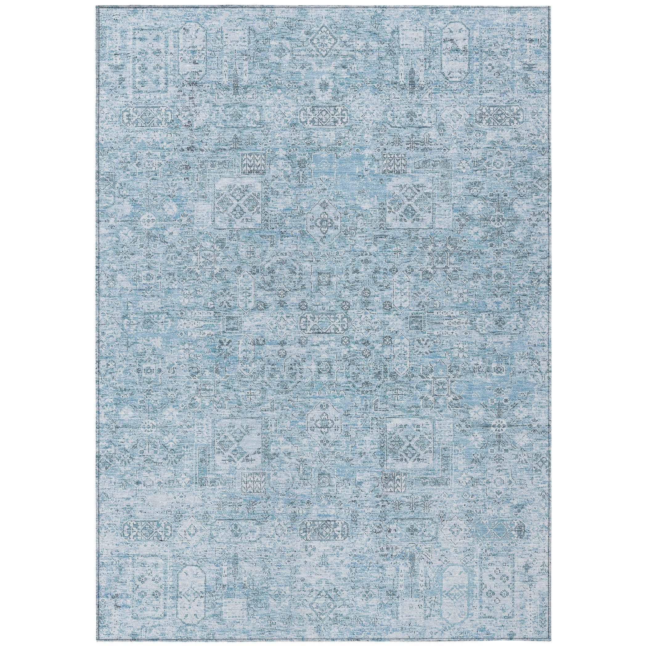 Addison Rugs Parallel Bands Blue Washable Indoor-Outdoor Rug