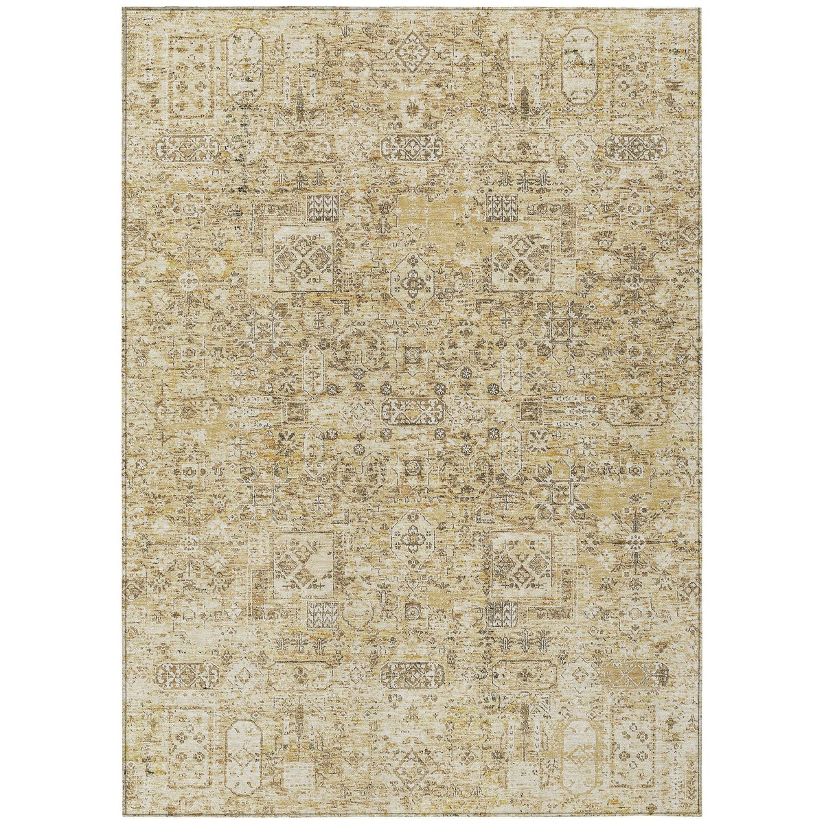 Addison Rugs Parallel Bands Gold Washable Indoor-Outdoor Rug