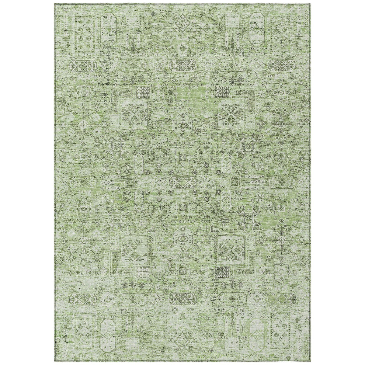 Addison Rugs Parallel Bands Green Washable Indoor-Outdoor Rug