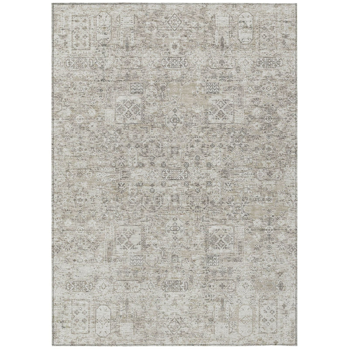 Addison Rugs Parallel Bands Taupe Washable Indoor-Outdoor Rug