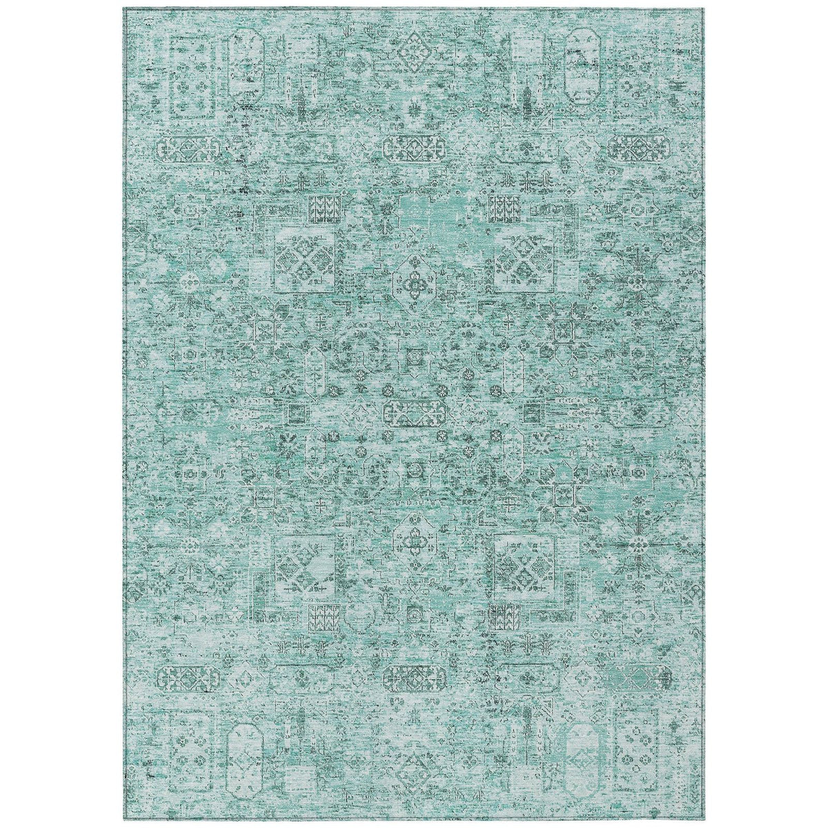Addison Rugs Parallel Bands Teal Washable Indoor-Outdoor Rug
