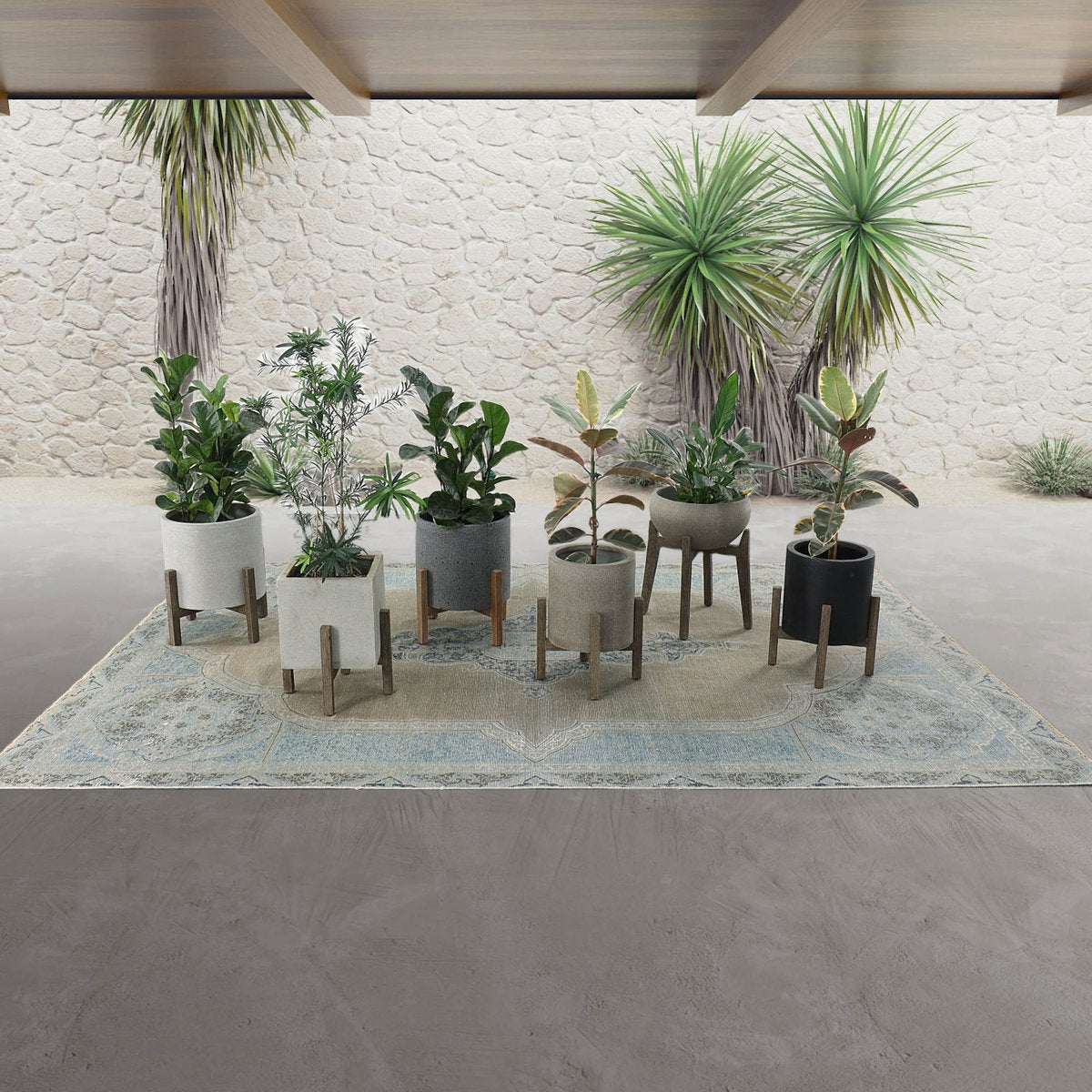 LH Home Patio 18"H Ficonstone Outdoor Standing Pot
