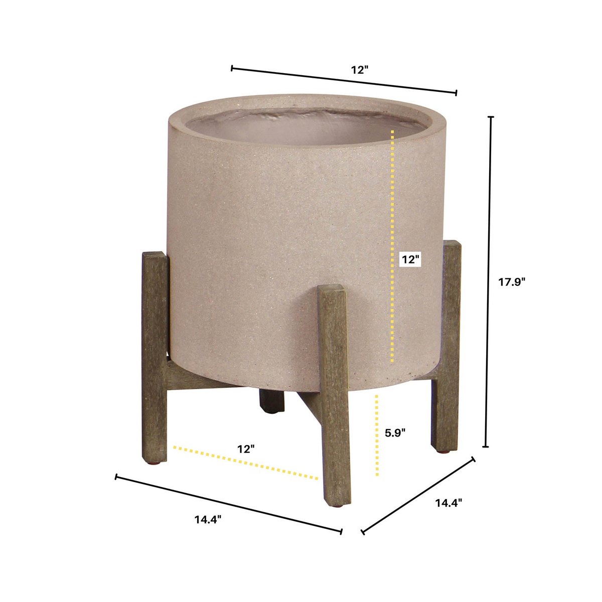 LH Home Patio 18"H Ficonstone Outdoor Standing Pot