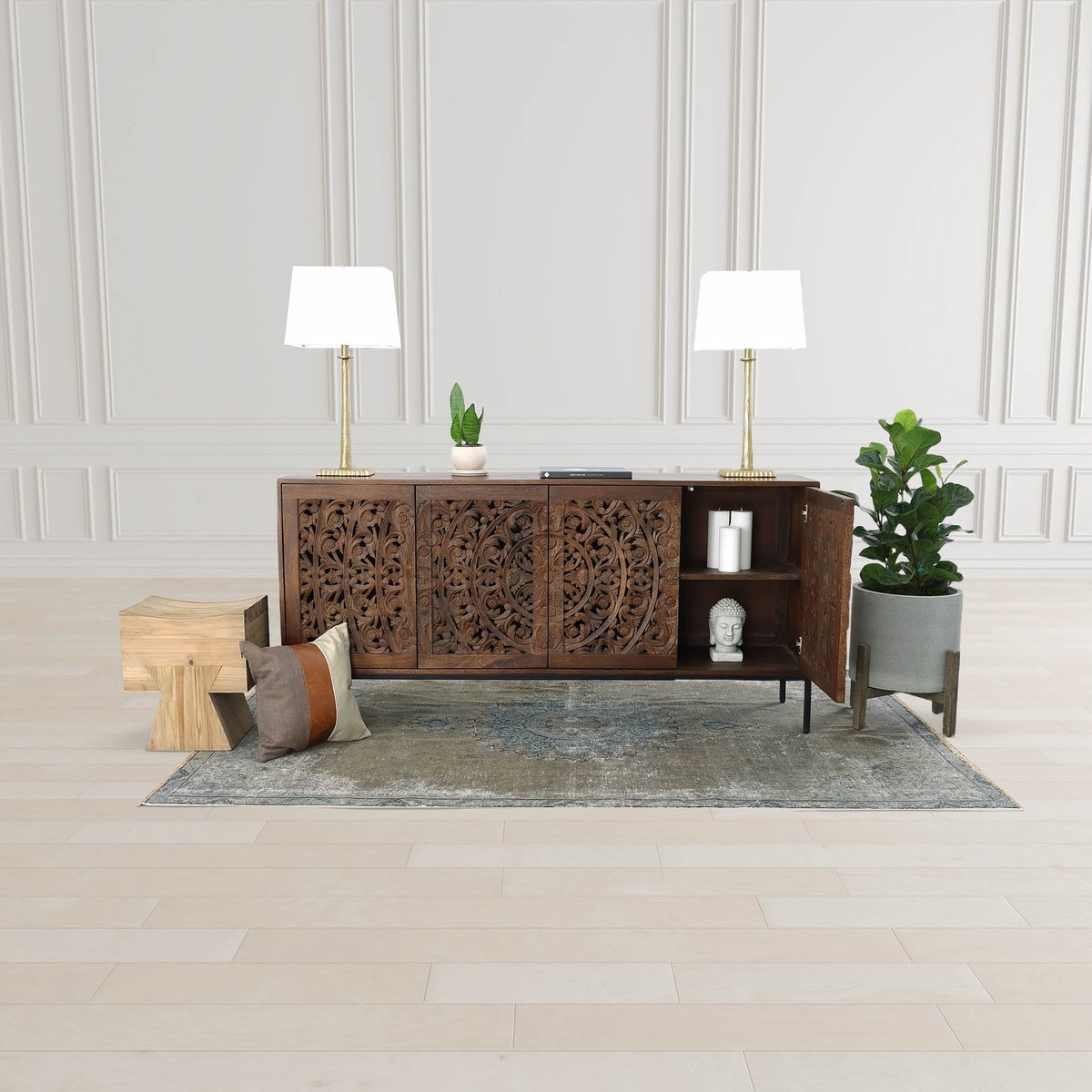 LH Home Patio Ficonstone Round Outdoor Standing Pot