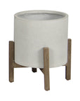 LH Home Patio Ficonstone Round Outdoor Standing Pot