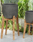 LH Home Patio Grey Ficonstone Round Outdoor Standing Pot