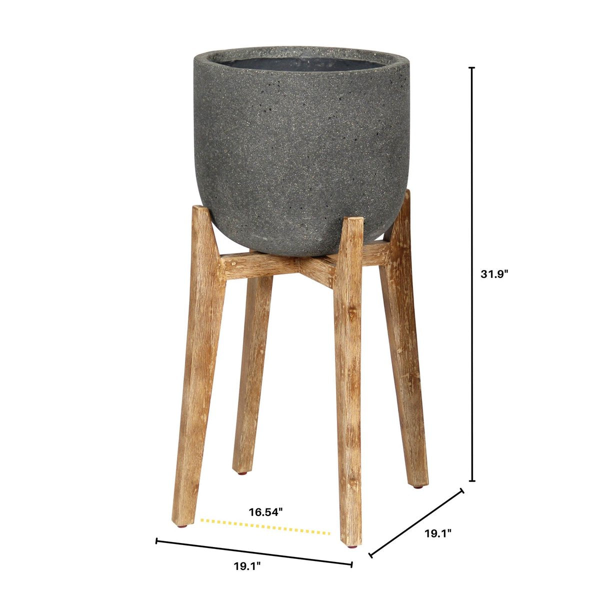 LH Home Patio Grey Ficonstone Round Outdoor Standing Pot