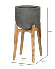 LH Home Patio Grey Ficonstone Round Outdoor Standing Pot