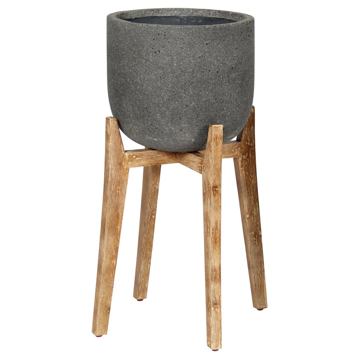 LH Home Patio Grey Ficonstone Round Outdoor Standing Pot
