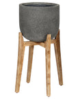 LH Home Patio Grey Ficonstone Round Outdoor Standing Pot