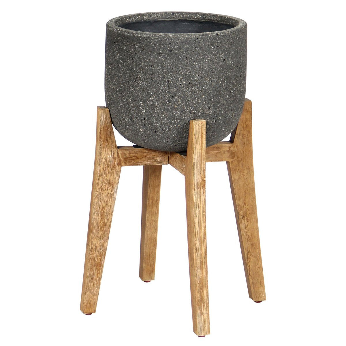 LH Home Patio Grey Ficonstone Round Outdoor Standing Pot
