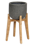 LH Home Patio Grey Ficonstone Round Outdoor Standing Pot
