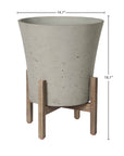 LH Home Patio Tapered Cement Outdoor Standing Pot