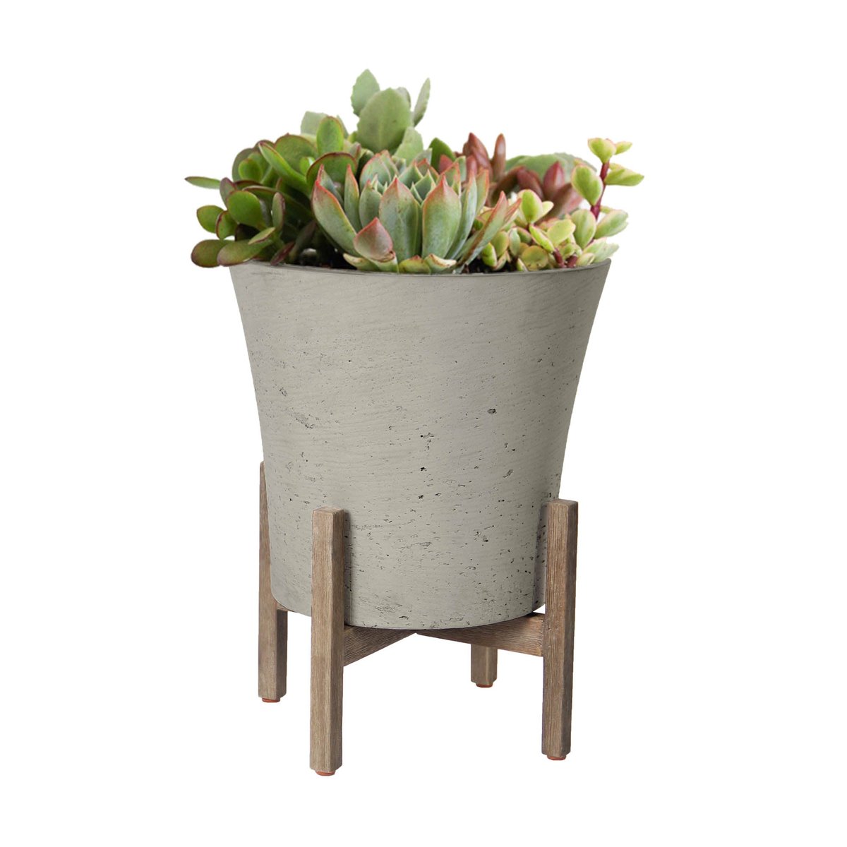 LH Home Patio Tapered Cement Outdoor Standing Pot